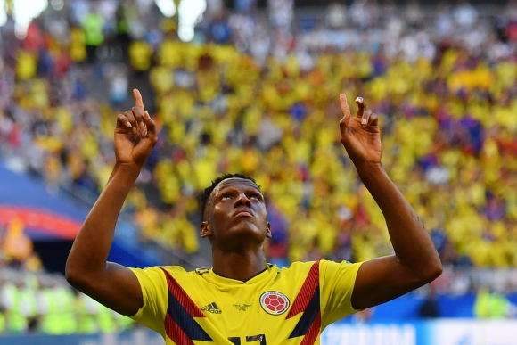 Yerry Mina le dio a Colombia el gol de la clasificación. Foto: AFP.