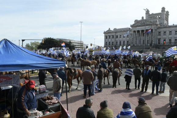 MovilizaciÃ³n de Un Solo Uruguay frente al Parlamento. Foto: Leonardo MainÃ©