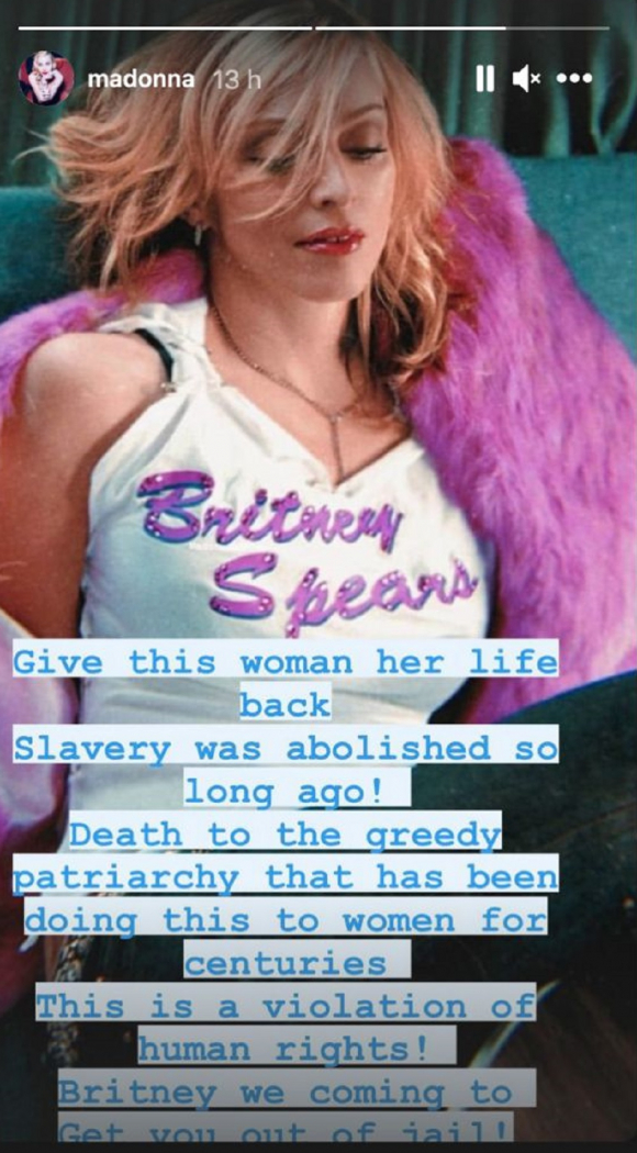 Madonna y el mensaje sobre Britney Spears. Foto: Instagram @madonna
